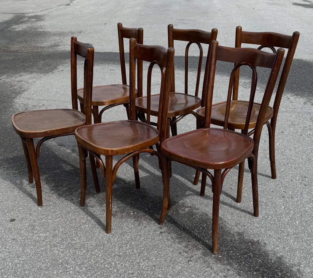 6 fina café stolar, böjträ 1930-1940 tal