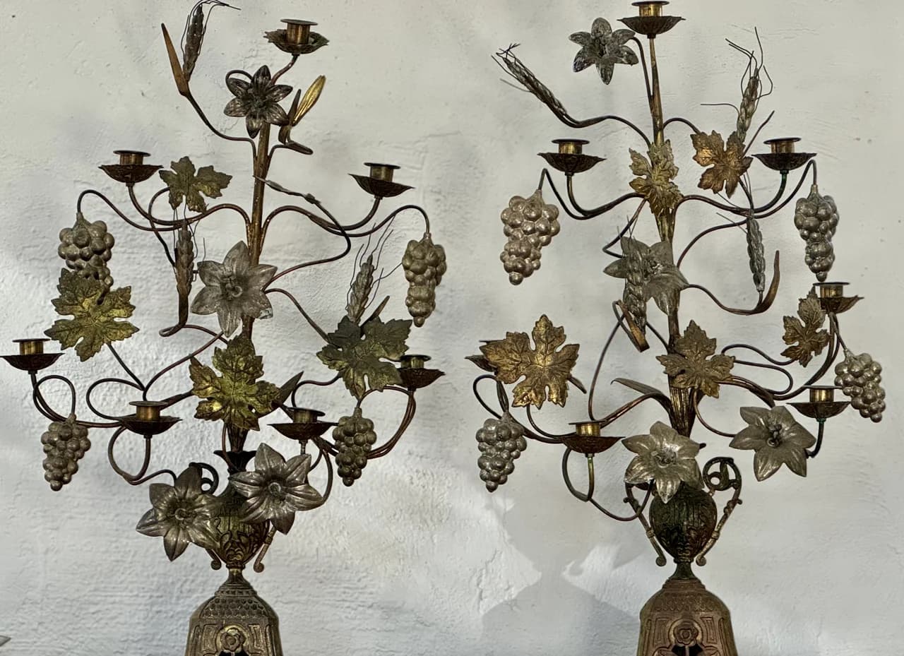 Ett par skördeljusstakar , Chandelier d’eglise1800 tal Frankrik